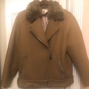 H&M Women’s Brown Fur Trimmed Coat Size 10